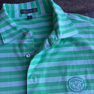 Medinah CC Peter Millar golf polo, Men’s Med Green and White Striped